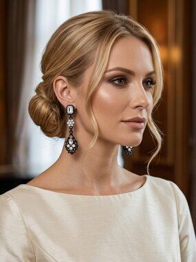 Clear crystal In Black earrings  🆕